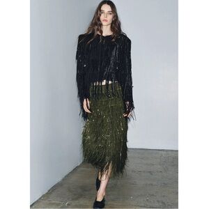 Zara ZW COLLECTION LIMITED EDITION FRINGED SEQUIN SKIRT